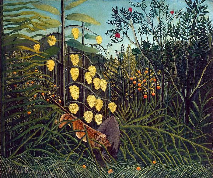 Henri Rousseau Struggle between Tiger and Bull Sweden oil painting art